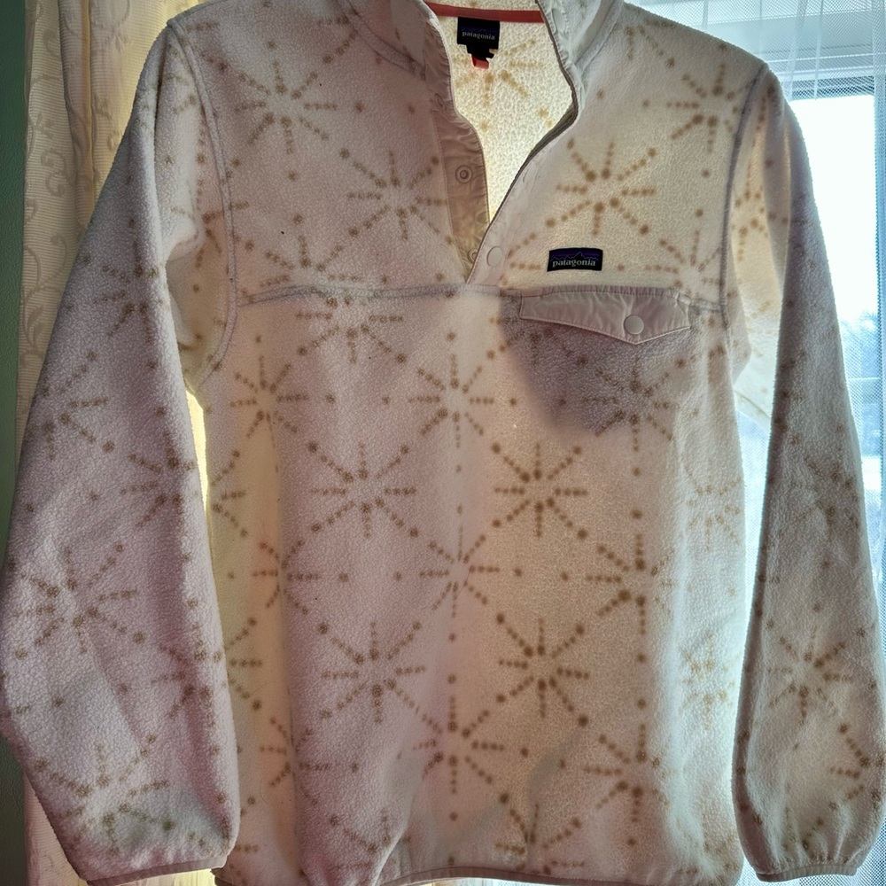 Patagonia Cream and Tan Patterned Kids Fleece